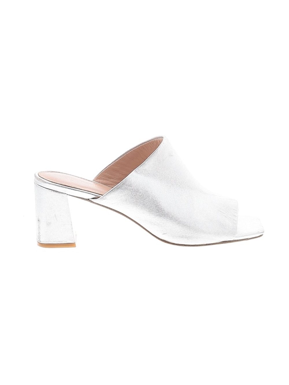 Rachel Zoe Silver Open-Toe Block Heel Mule